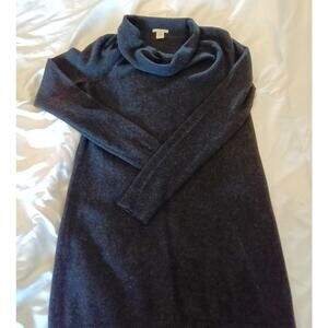 White + Warren Gray Cowl Neck 100% Cashmere L/S Sweater Dress - M